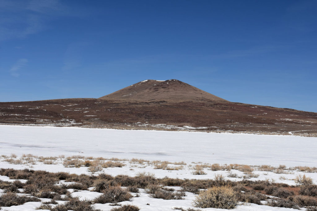 Scenic view of Beauty Peak East Pond 2021-04-02, #01, with Beauty Peak; snow, Bishop BLM Office, Bodie WSA