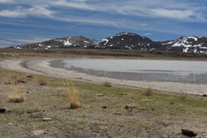 Scenic view of Beauty Peak East Pond with Brawley Peaks in the distance