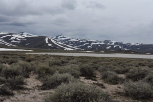 Scenic view of Beauty Peak West Pond with Bodie Hills in the distance