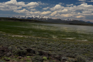 Scenic view of Beauty Peak West Pond with Sweetwater Mountains in the distance