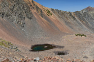 Scenic view of Burro Cirque Pond 2021-08-26, #29; lacks fairy shrimp; Bridgeport Ranger District, Humboldt-Toiyabe National Forest, Hoover Wilderness