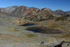 Scenic view of Virginia Divide Double Ponds 2021-08-26, #24; lacks fairy shrimp; Bridgeport Ranger District, Humboldt-Toiyabe National Forest, Hoover Wilderness