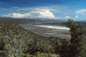 Scenic view of "Alkali Lake" 2001-05, #0224, with Sierra Nevada in distance; when it was dry, Bridgeport Ranger District, Humboldt-Toiyabe National Forest