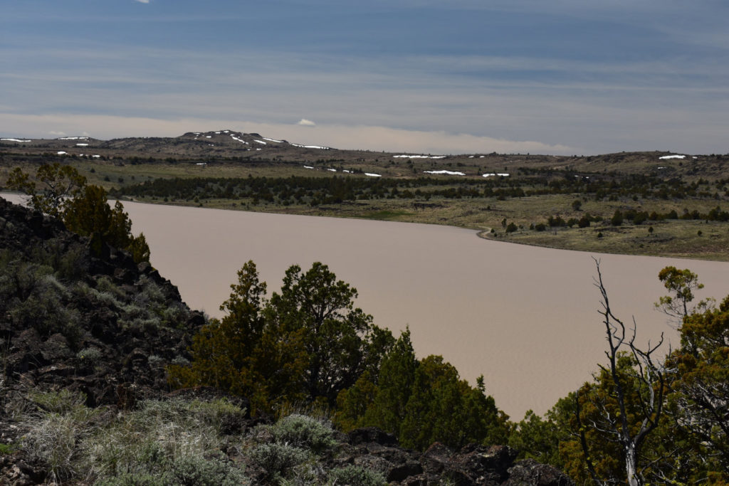 Scenic view of "Burnt Lake" with Rowland Mountain in distance