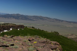 Scenic view of Monitor Playa Lake 2019-07-11, #13, from Table Mountain; has fairy shrimp; Mount Lewis BLM Office