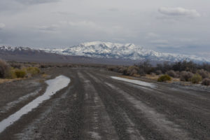 Scenic view of West Northumberland Road Pond #2 2019-03-19, #04, with Mount Jefferson in distance; lacks fairy shrimp; Mount Lewis BLM Office