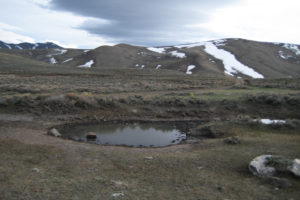 Scenic view of Austin Summit Ponds 2013-04-14, #03; has fairy shrimp, brick pond; Austin Ranger District, Humboldt-Toiyabe National Forest