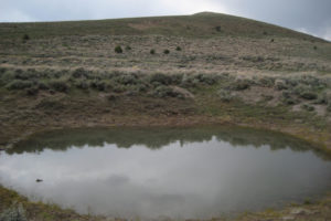 Scenic view of Austin Summit Ponds 2013-05-05, #08, deep pond; has fairy shrimp; Austin Ranger District, Humboldt-Toiyabe National Forest