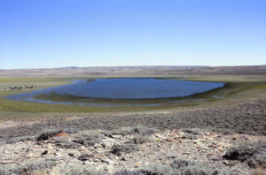 Scenic view of "Coyote Lake" 1987-08-04, #3022; has fairy shrimp; Lander BLM Office