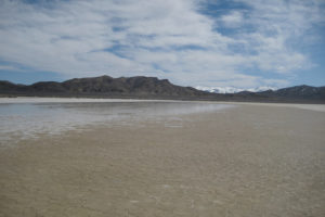 Scenic view of North Smith Creek Playa Lake 2013-03-17, #04, with Toiyabe Range in distance; lacks fairy shrimp; Mount Lewis BLM Office