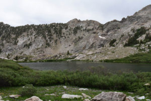 Scenic view of Pika Pond 2022-07-17, #17; lacks fairy shrimp; Ruby Mountains Ranger District, Humboldt-Toiyabe National Forest, Ruby Mountains Wilderness