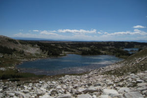 Scenic view of Browns Peak Southwest Pond 2010-09-01, #166; has fairy shrimp, Laramie Ranger District, Medicine Bow-Routt National Forest