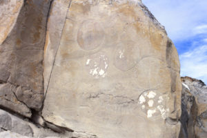 Scenic view of Castle Gardens 1984-11, #1410, with petroglyphs; Lander BLM Office