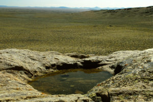 Scenic view of Dead Ant Rock Pool 1987-08-19, #3519; has fairy shrimp; Lander BLM Office