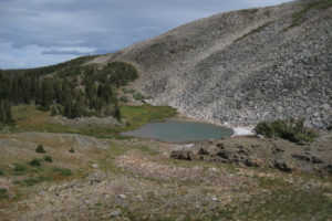 Scenic view of "Shelf Lakes" Northeast Pond 2010-09-01, #174; lacks fairy shrimp, Brush Creek - Hayden Ranger District, Medicine Bow-Routt National Forest