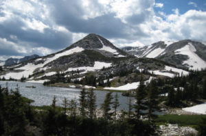 Scenic view of Sugarloaf Mountain 2010-07-12, #021, with Medicine Bow Peak at right; Brush Creek - Hayden Ranger District, Medicine Bow-Routt National Forest