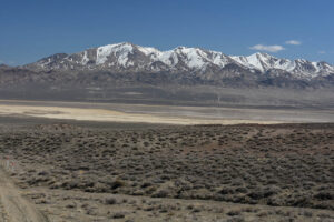 Scenic view of Labou Flat 2023-03-17, #02, with Fairview Peak in distance; may have fairy shrimp; Stillwater BLM Office