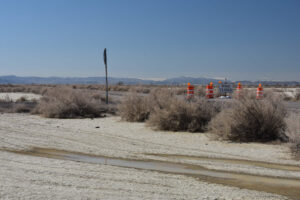 Scenic view of Macari East Stop Sign Pond 2023-03-17, #01; dry; Stillwater BLM Office