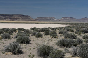 Scenic view of Railroad Southwest Pond #2 2023-04-14, #05; dry; Tonopah BLM Office