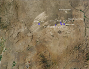 Aerial image of Martin Fire showing burned areas; Tuscarora BLM Office