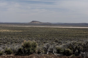 Scenic view of "Fortynine Lake" 2025-04-09, #01, with Painted Point in distance; has fairy shrimp; Applegate BLM Office