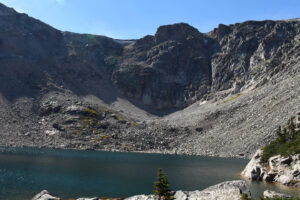 Scenic view of "Lake Silver" 2026-08-20, #45, lacks fairy shrimp; Tongue Ranger District, Bighorn National Forest, Cloud Peak Wilderness